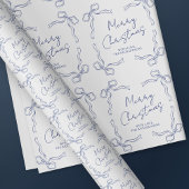 ヴィンテージお洒落ボーズファミリー名ブルーフェスティバル ラッピングペーパー