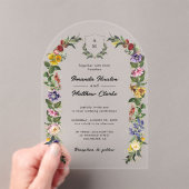 ヴィンテージお洒落モノグラ結婚ム弓 アクリル招待状 (インサイチュ (ポータブル))