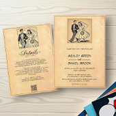 ヴィンテージお洒落レトロカップル50s漫画結婚 招待状