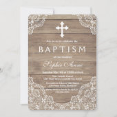 ヴィンテージお洒落レースオールドバーンガールバプテスマ 招待状 (正面)