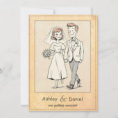 ヴィンテージお洒落ロマン対漫画結婚ズ 招待状 (正面)