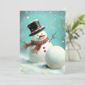 ヴィンテージお洒落冬雪だるまジョイ シーズンカード (スタンド正面)