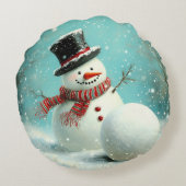 ヴィンテージお洒落冬雪だるまジョイ ラウンドクッション (裏面)