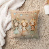 ヴィンテージお洒落妖女の子の誕生日パーティギフト クッション (ブランケット)