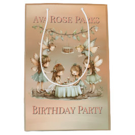 ヴィンテージお洒落妖精ガールバースデーパーティー ミディアムペーパーバッグ