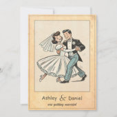 ヴィンテージお洒落新郎新婦漫画結婚ズ 招待状 (正面)