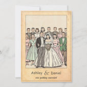 ヴィンテージお洒落新郎新婦漫画結婚ズ 招待状 (正面)