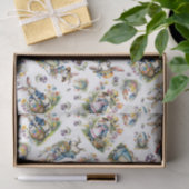 ヴィンテージお洒落水色イースターバニーパターン 薄葉紙 (ギフト)