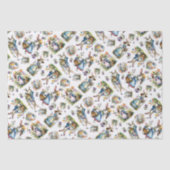 ヴィンテージお洒落水色イースターバニーパターン 薄葉紙 (正面)