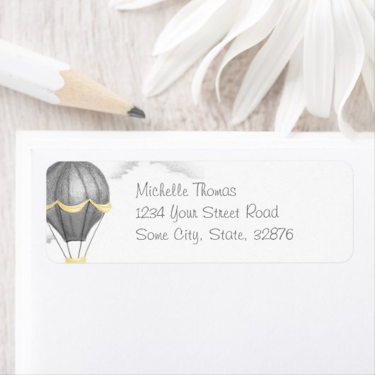 ヴィンテージお洒落熱気球差出人住所 ラベル (インサイチュ)