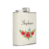 ヴィンテージお洒落赤ポピーの水色（名前あり） フラスク (右)