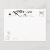 ヴィンテージお洒落踊りイースターバニーと子供 ポストカード (裏面)