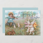 ヴィンテージお洒落踊りイースターバニー シーズンカード (正面/裏面)