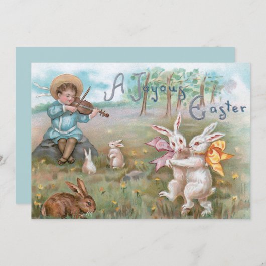 ヴィンテージお洒落踊りイースターバニー シーズンカード (正面/裏面)