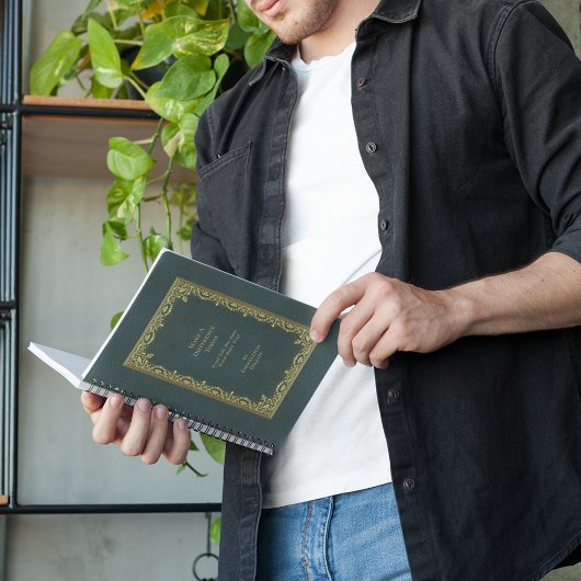 ヴィンテージお洒落金ゴールドティール（緑がかった色）グリーンブックカバー プランナー手帳