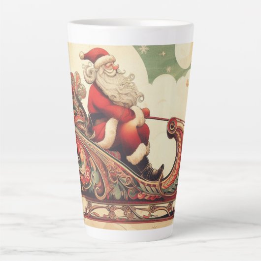ヴィンテージお洒落/サンタ/クリスマス カフェラテマグ (正面)