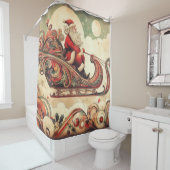 ヴィンテージお洒落/サンタ/クリスマス シャワーカーテン (インサイチュ)