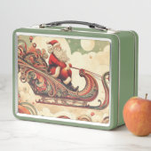 ヴィンテージお洒落/サンタ/クリスマス メタルランチボックス (インサイチュ)