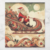 ヴィンテージお洒落/サンタ/クリスマス ワインラベル (シングルラベル)