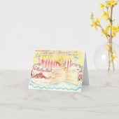 ヴィンテージお誕生日ケーキ カード (黄色い花)