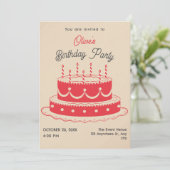 ヴィンテージお誕生日ケーキ 招待状 (スタンド正面)