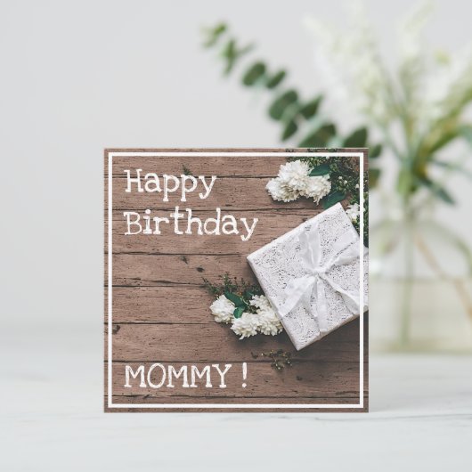 ヴィンテージかぎギフト白い花素敵な誕生日 カード (スタンド正面)