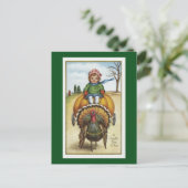 ヴィンテージかぼちゃカート及び七面鳥 ポストカード (スタンド正面)