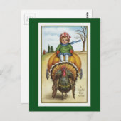 ヴィンテージかぼちゃカート及び七面鳥 ポストカード (正面/裏面)