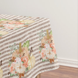 ヴィンテージかぼちゃバラ金ゴールドグリッターストライプパターン テーブルクロス