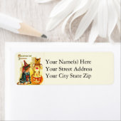 ヴィンテージかぼちゃフクロウ小さな魔女ハロウィン ラベル (インサイチュ)