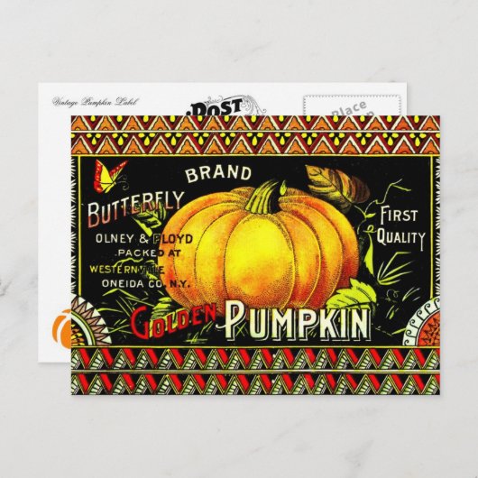 ヴィンテージかぼちゃラベル ポストカード (正面/裏面)