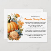 ヴィンテージかぼちゃ彫り招待状はがき シーズンポストカード (正面/裏面)