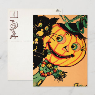 ヴィンテージかぼちゃ装飾はがき ポストカード