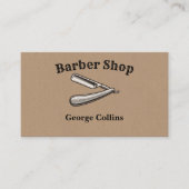 ヴィンテージかみそりクラシック理容師ショップミニマリスト 名刺 (正面)