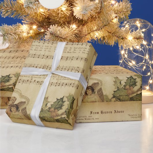 ヴィンテージからの天国上のクリスマスカロルのスクリプト ラッピングペーパー (クリスマス)