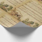 ヴィンテージからの天国上のクリスマスカロルのスクリプト ラッピングペーパー (角)