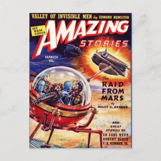 ヴィンテージからのSCI FiアートRaid火星 ポストカード (正面)