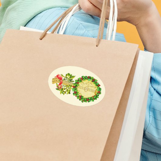 ヴィンテージからクリスマスの挨拶ギフト 楕円形シール