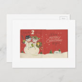 ヴィンテージから米国の2つの雪だるまクリスマス シーズンポストカード (正面/裏面)