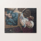 ヴィンテージから食べ物を盗むかわいい犬 ジグソーパズル (横)