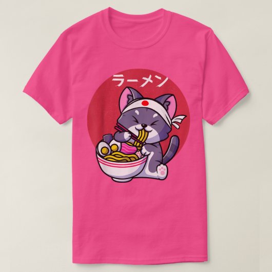 ヴィンテージかわいいアニメ猫日本の食ギフト Tシャツ (デザイン正面)