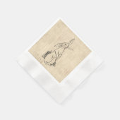 ヴィンテージかわいいウサギのアートスクリプト背景 縁ありカクテルナプキン (角)