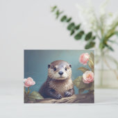 ヴィンテージかわいいオッタークブバラポートレートタイムレスアート ポストカード (スタンド正面)