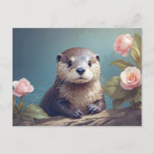 ヴィンテージかわいいオッタークブバラポートレートタイムレスアート ポストカード (正面)