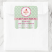 ヴィンテージかわいいカップケーキのパン水玉模様ストライプ スクエアシール (バッグ)