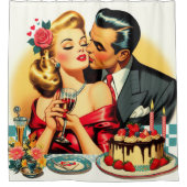 ヴィンテージかわいいカップル シャワーカーテン