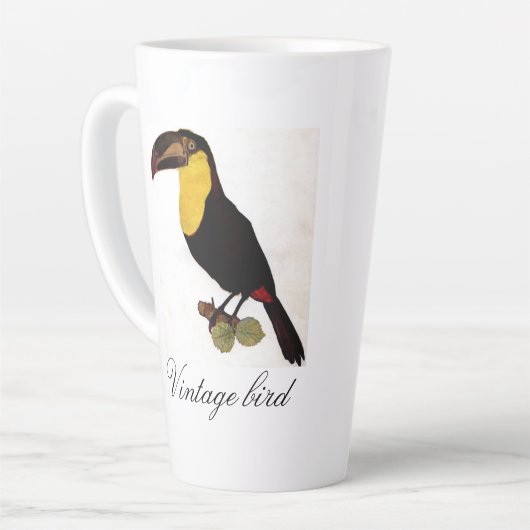 ヴィンテージかわいいカラフル明るい鳥と葉 カフェラテマグ (左アングル)