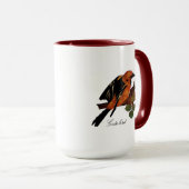 ヴィンテージかわいいカラフル明るい鳥と葉 マグカップ (正面右)