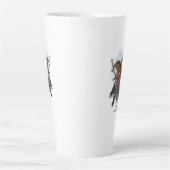 ヴィンテージかわいいカラフル青い鳥と葉 カフェラテマグ (正面)