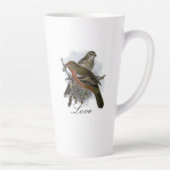 ヴィンテージかわいいカラフル青い鳥と葉 カフェラテマグ (右)